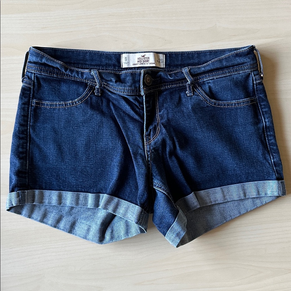 Hollister Mid-Rise Rolled Hem Denim Shorts